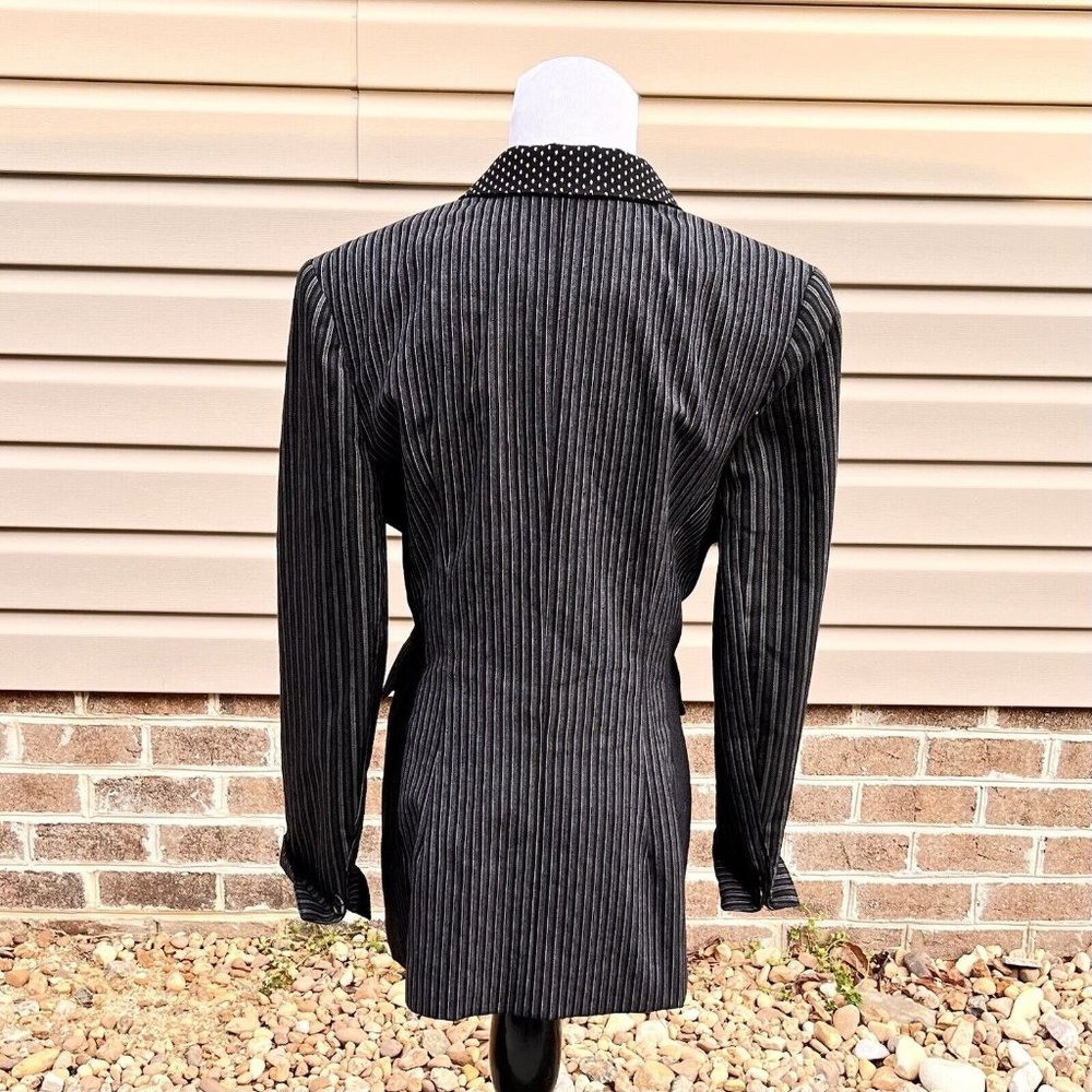 Tina Hagen VTG Wool Blazer Medium Artsy 4 Fabric Patterns Black Gray Silver Sz M - Picture 4 of 15